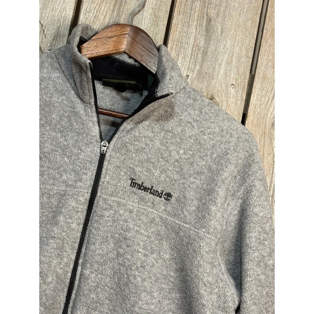 Timberland Mens Gray Polartec Fleece Full Zip Jacket Size S Mock Neck Outdoor‎